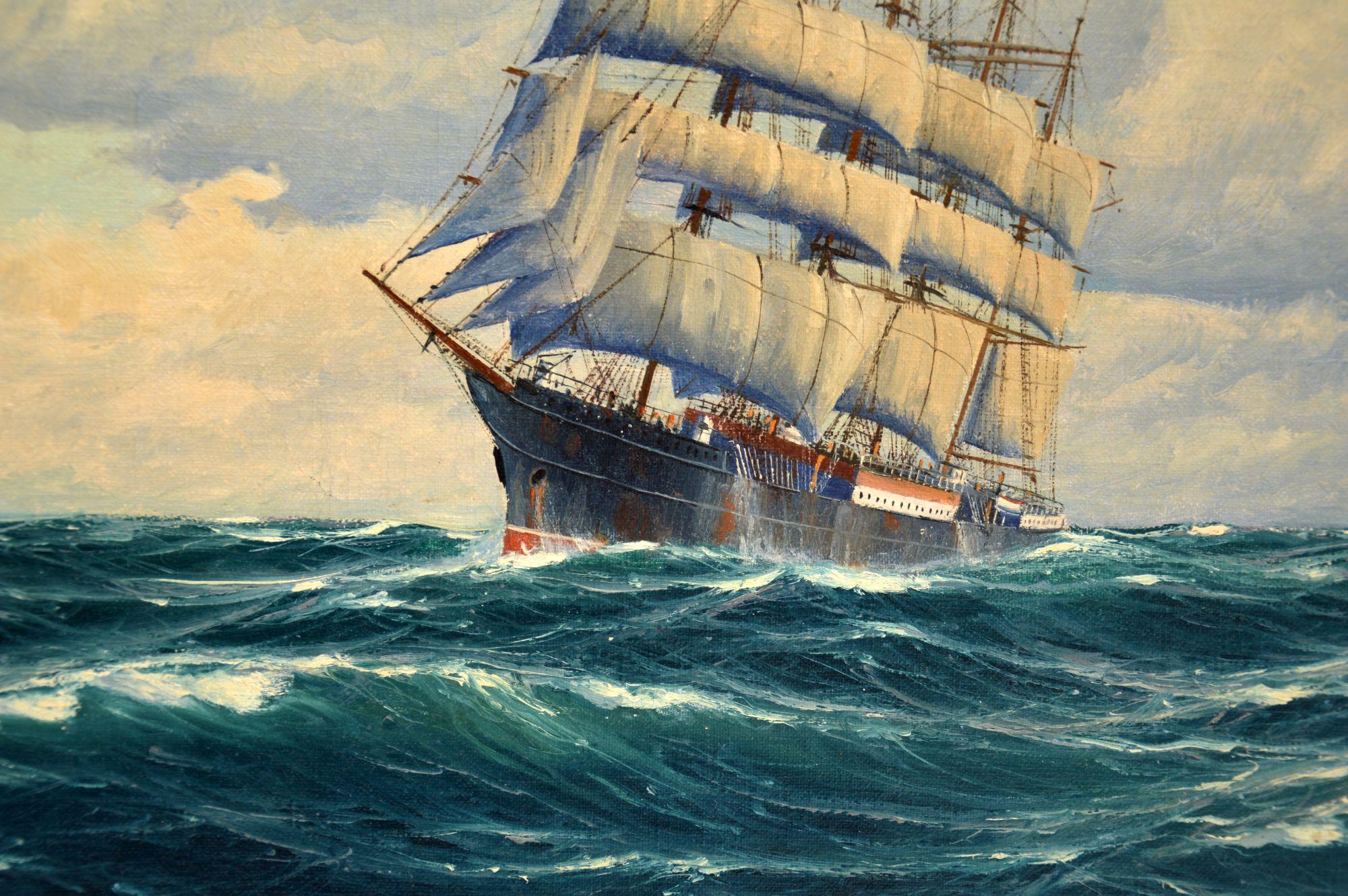 English Antique Nautical Oil Painting