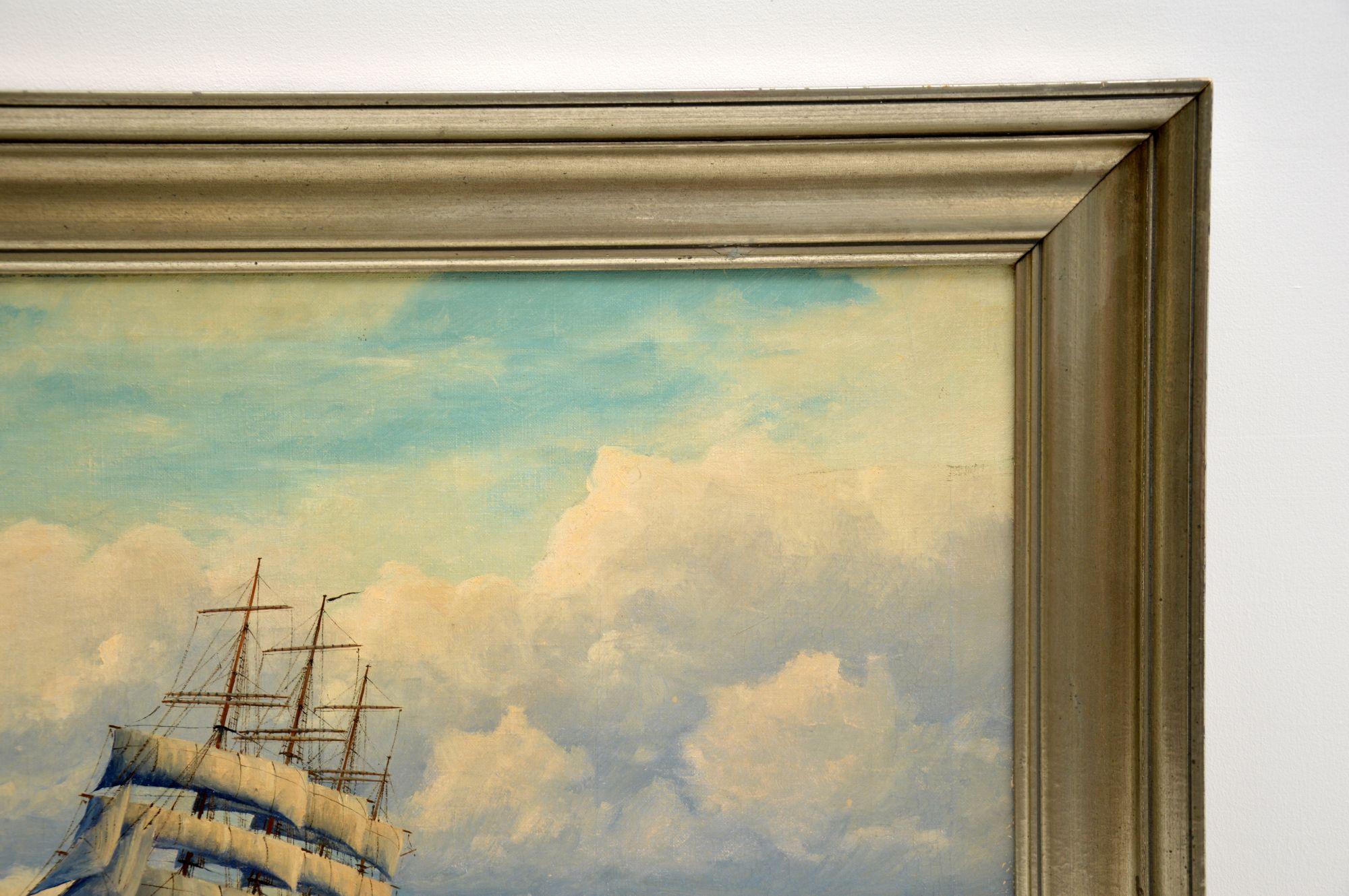 Mid-20th Century Antique Nautical Oil Painting