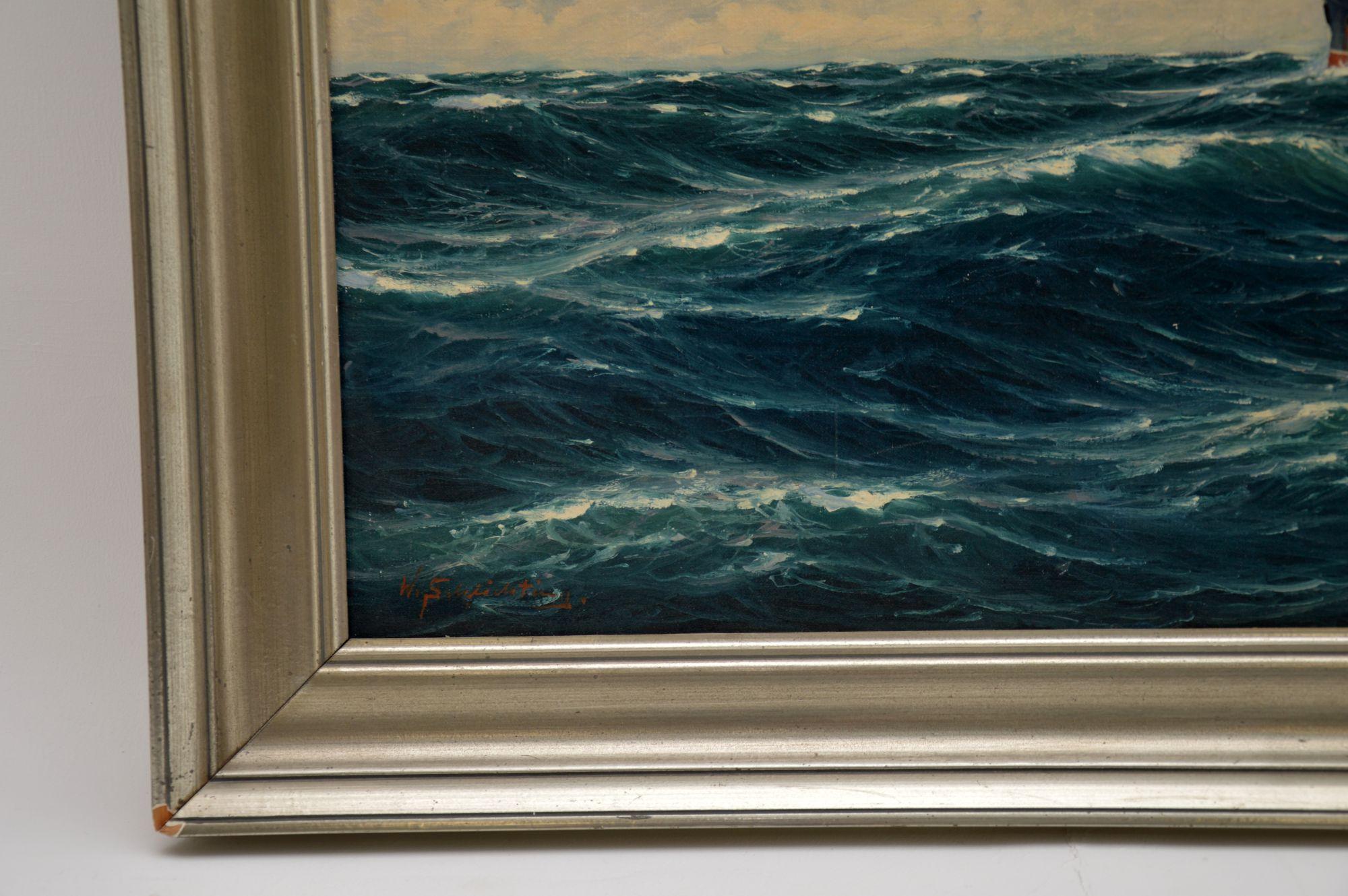 Mid-20th Century Antique Nautical Oil Painting