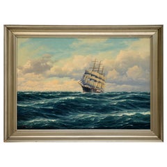 Antique Nautical Oil Painting