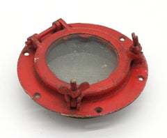 Antique Nautical Red Brass 9 in. Round Boat Porthole Window