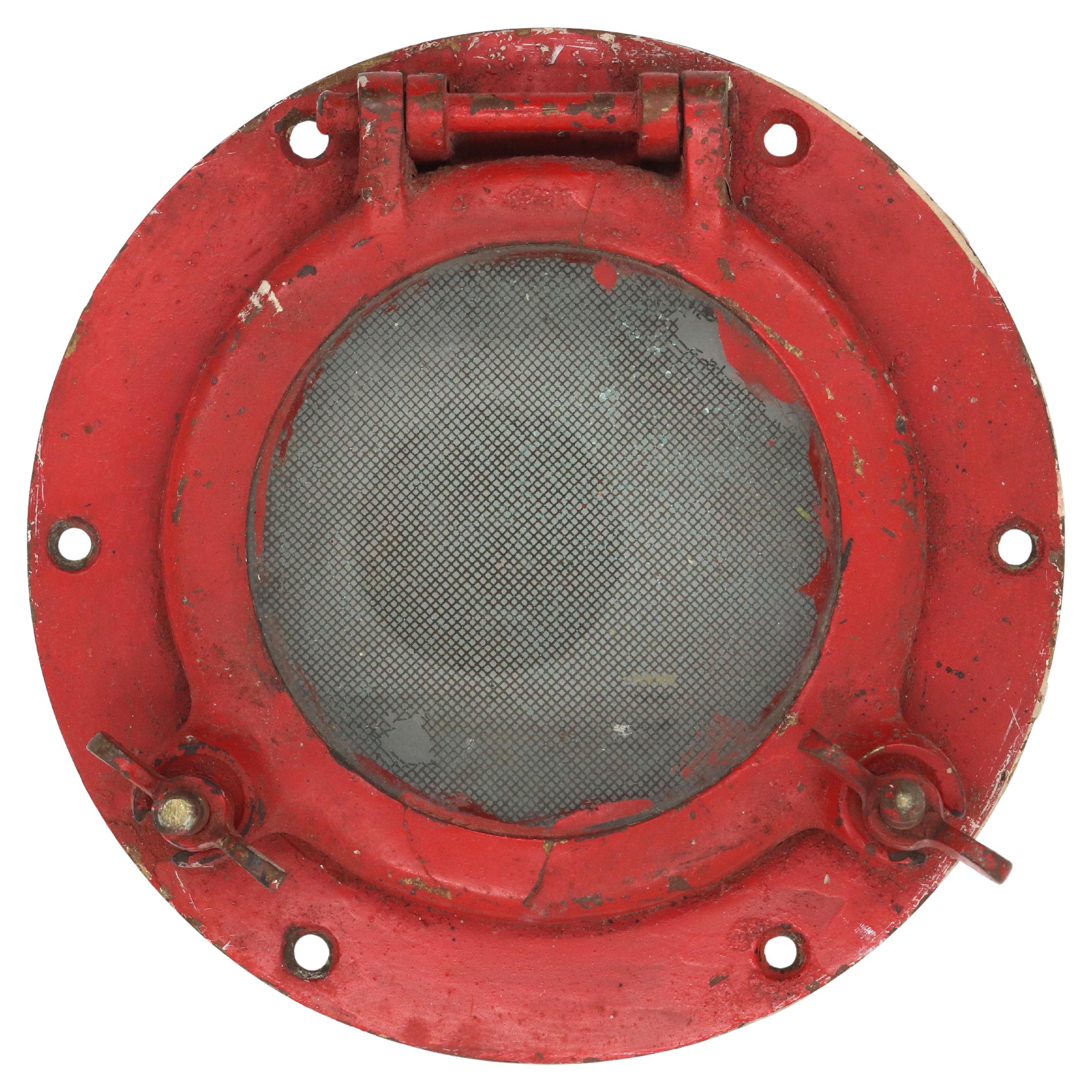 Antique Nautical Red Brass 9 in. Round Boat Porthole Window