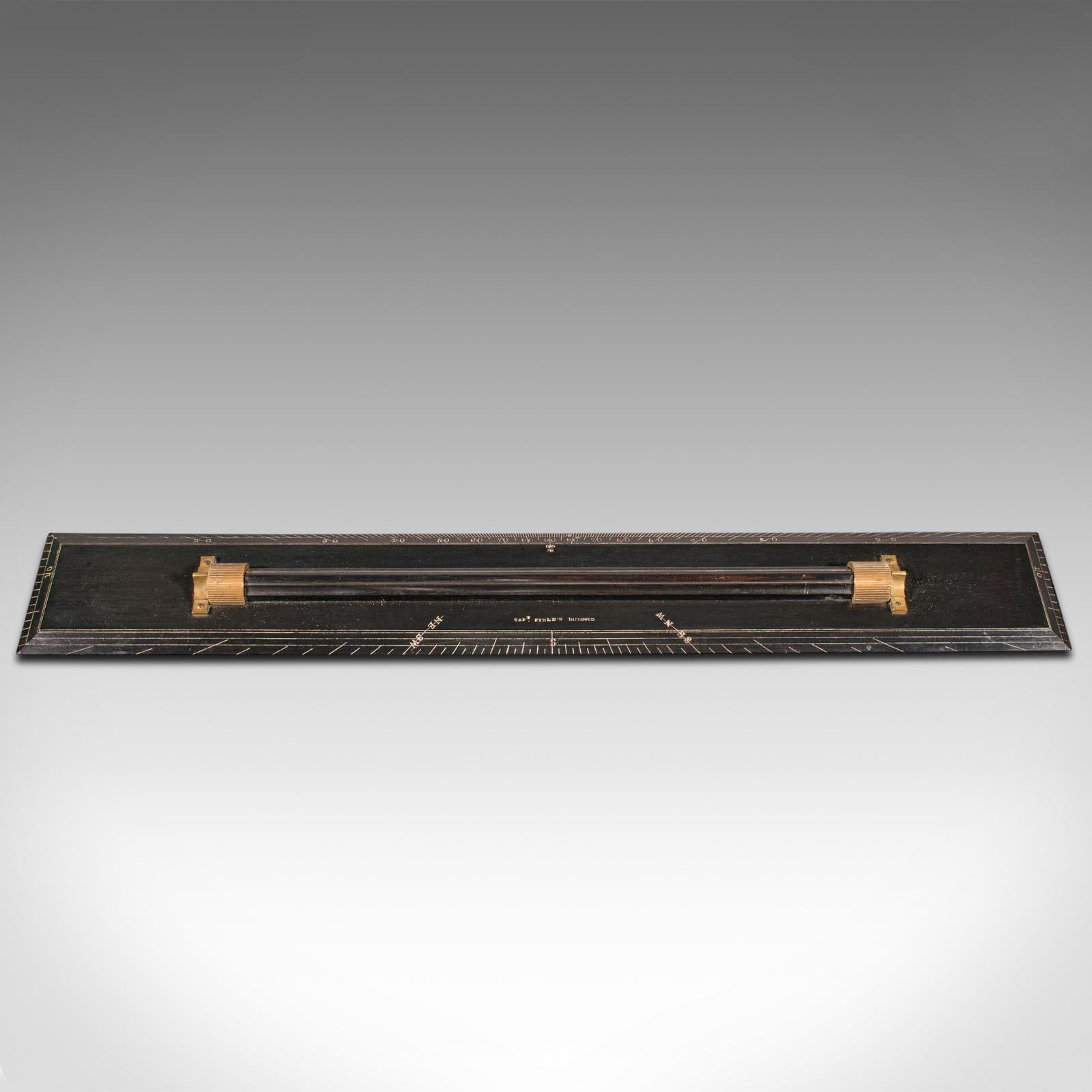 This is an antique nautical rolling ruler. An English, ebony maritime or draughtsman's instrument of the Captain Field's Improved type, dating to the late Victorian period, circa 1900.

A treat for cartographers or draughtsman with this appealing