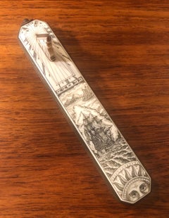 Antique Nautical Sundial with Scrimshaw