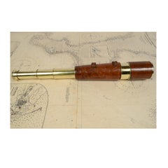 Antique Nautical Telescope, Brass and Leather, Early 1900s