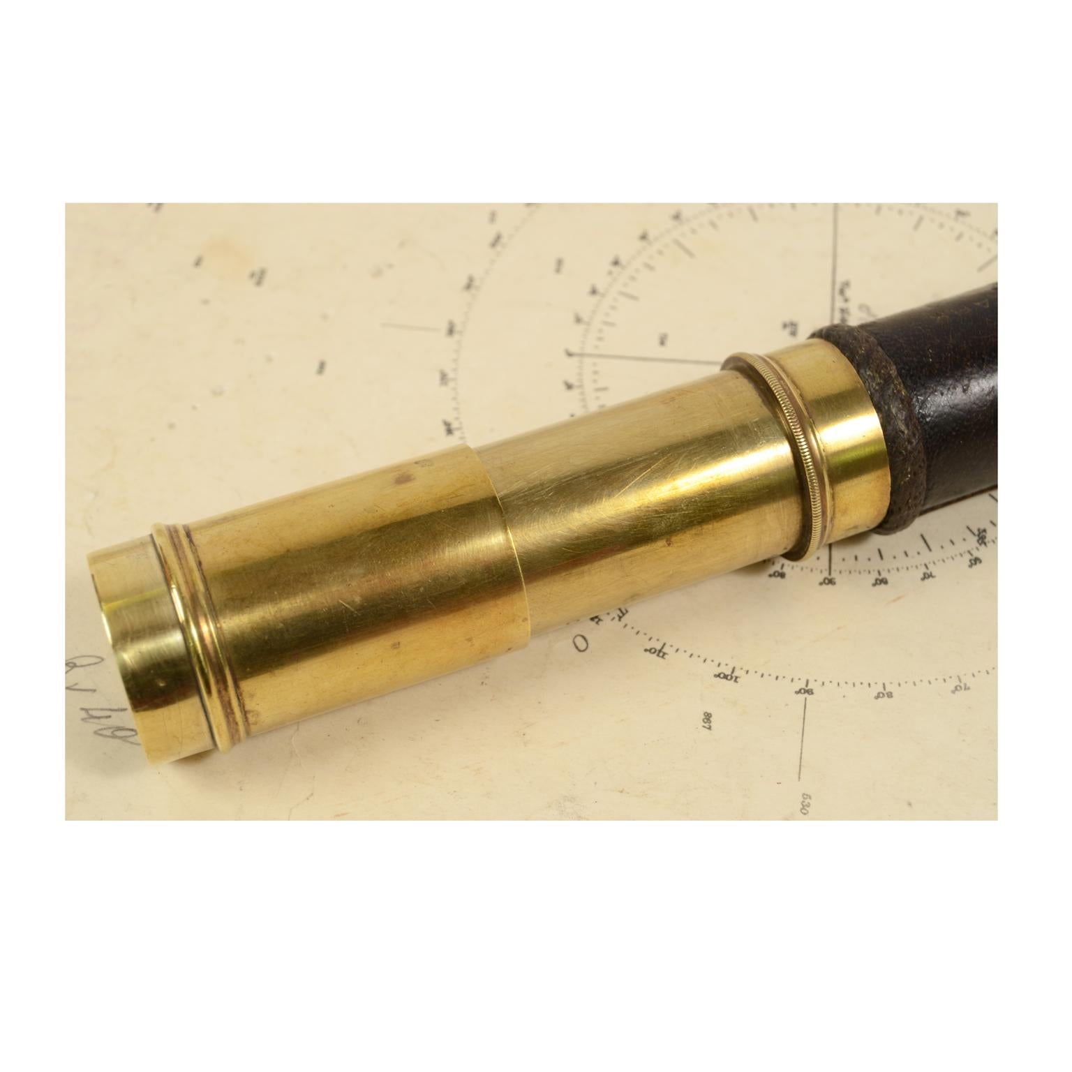 Antique Nautical Telescope, Brass and Leather, Mid-19th Century 2