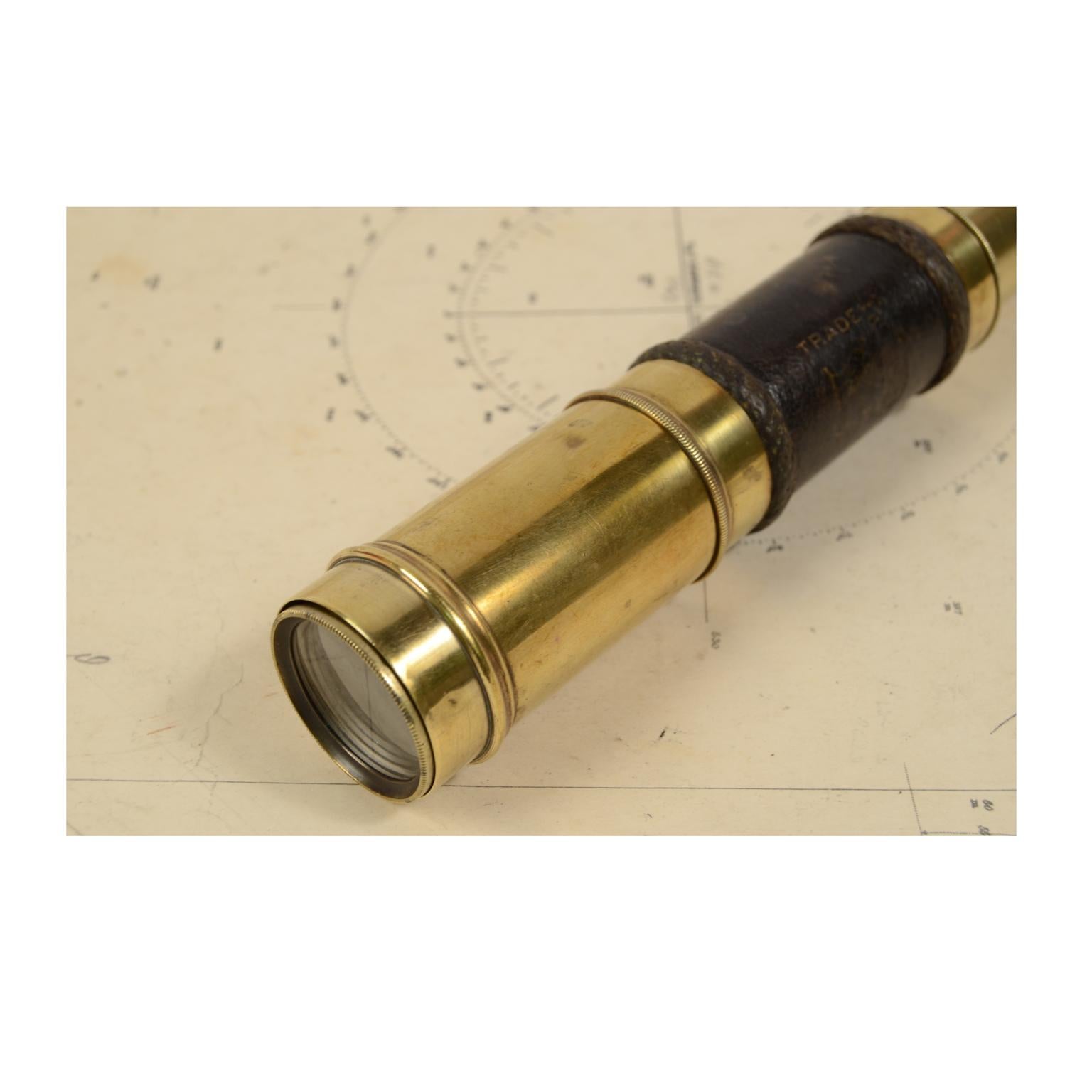 Antique Nautical Telescope, Brass and Leather, Mid-19th Century 5