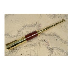 Antique Nautical Telescope, Brass and Mahogany, Early 1800s