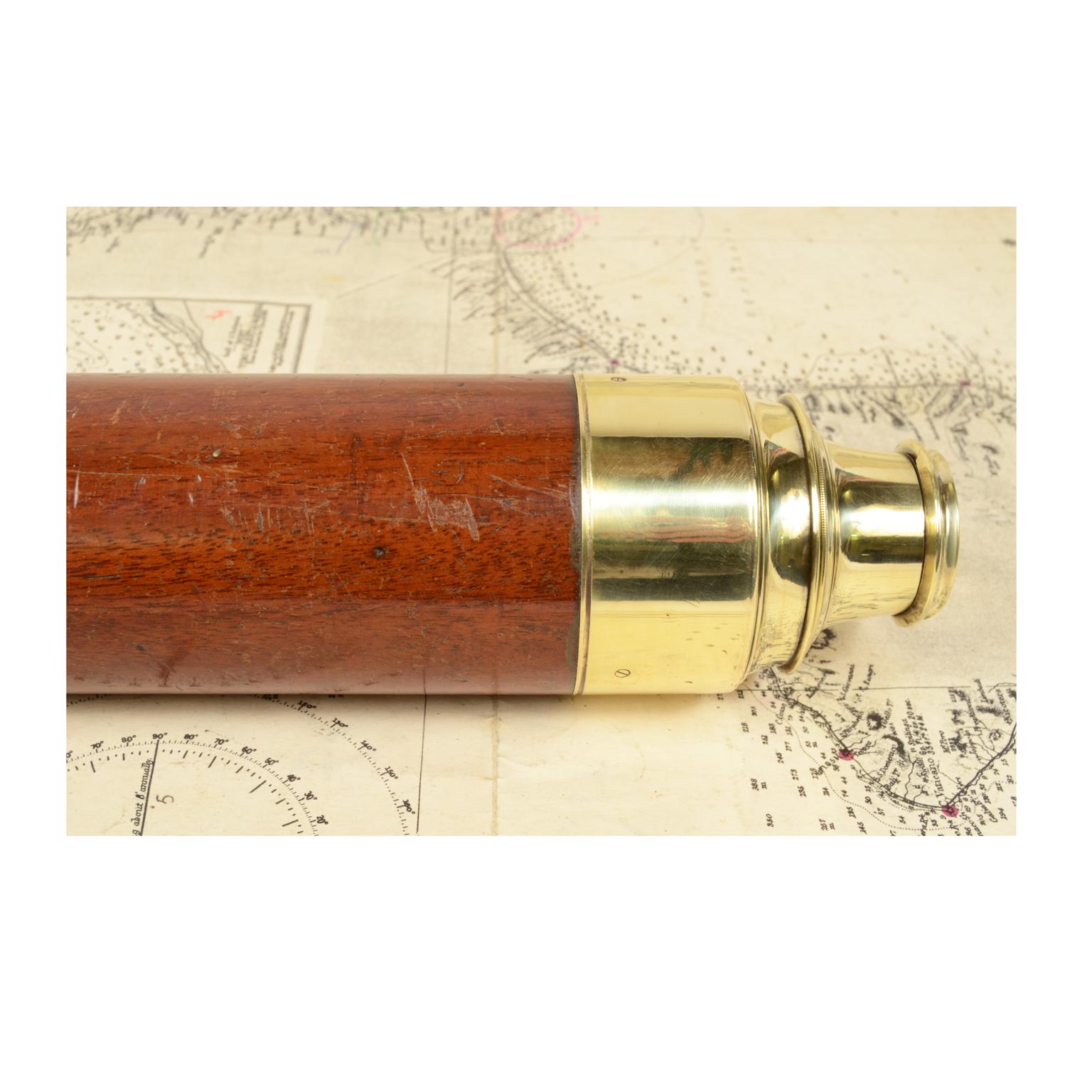 Antique Nautical Telescope, Brass and Mahogany, First Half of the 19th Century 5