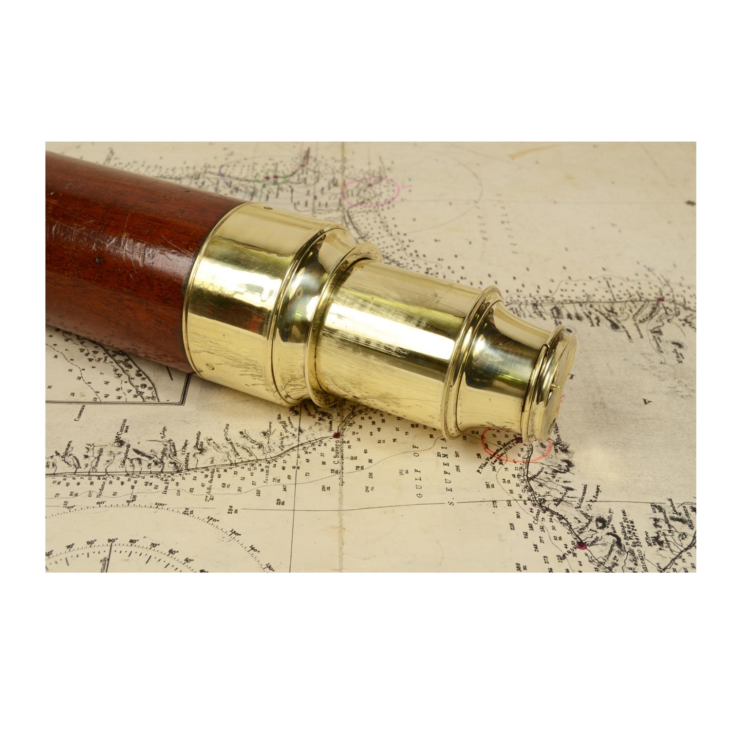 Antique Nautical Telescope, Brass and Mahogany, First Half of the 19th Century 6