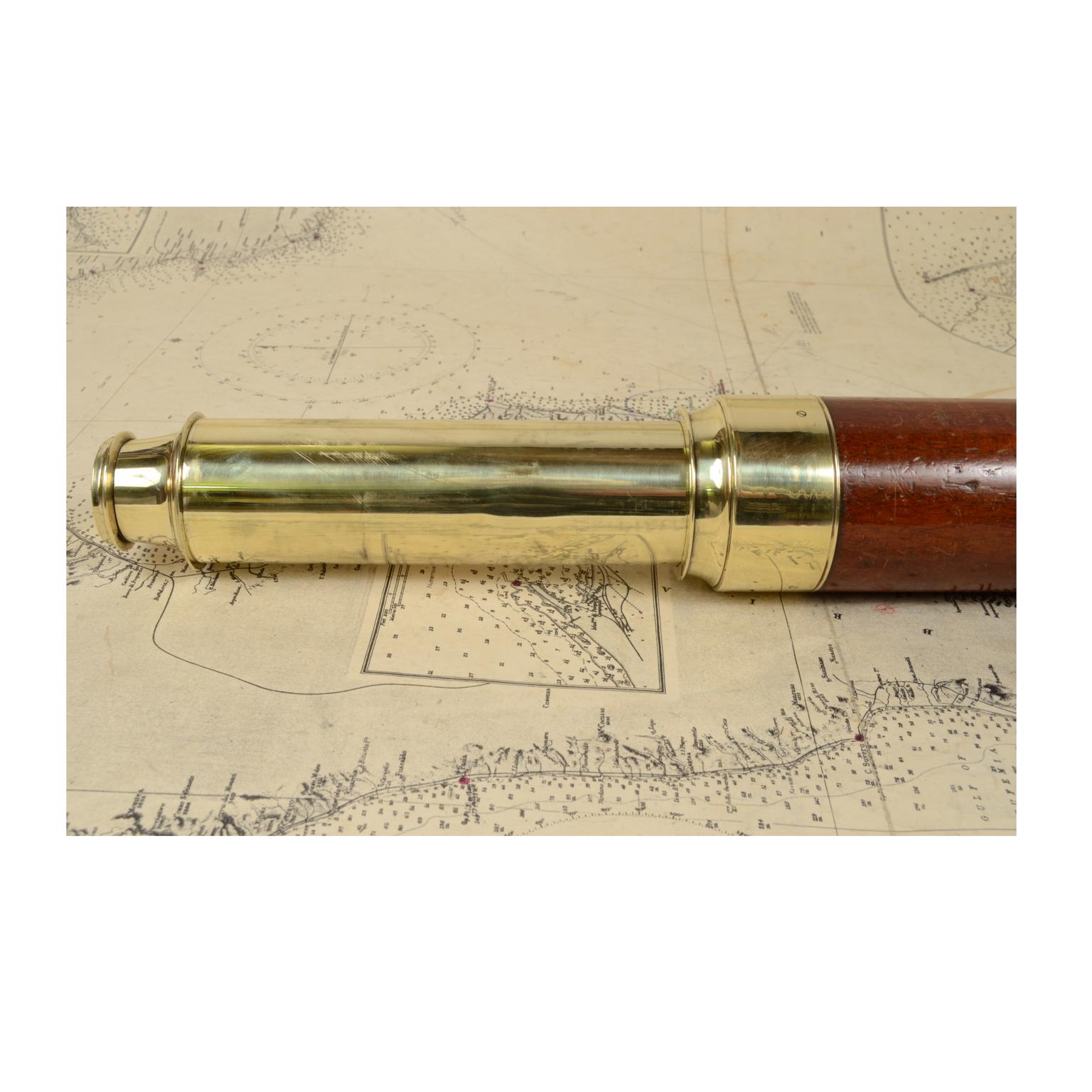 Antique Nautical Telescope, Brass and Mahogany, First Half of the 19th Century 9