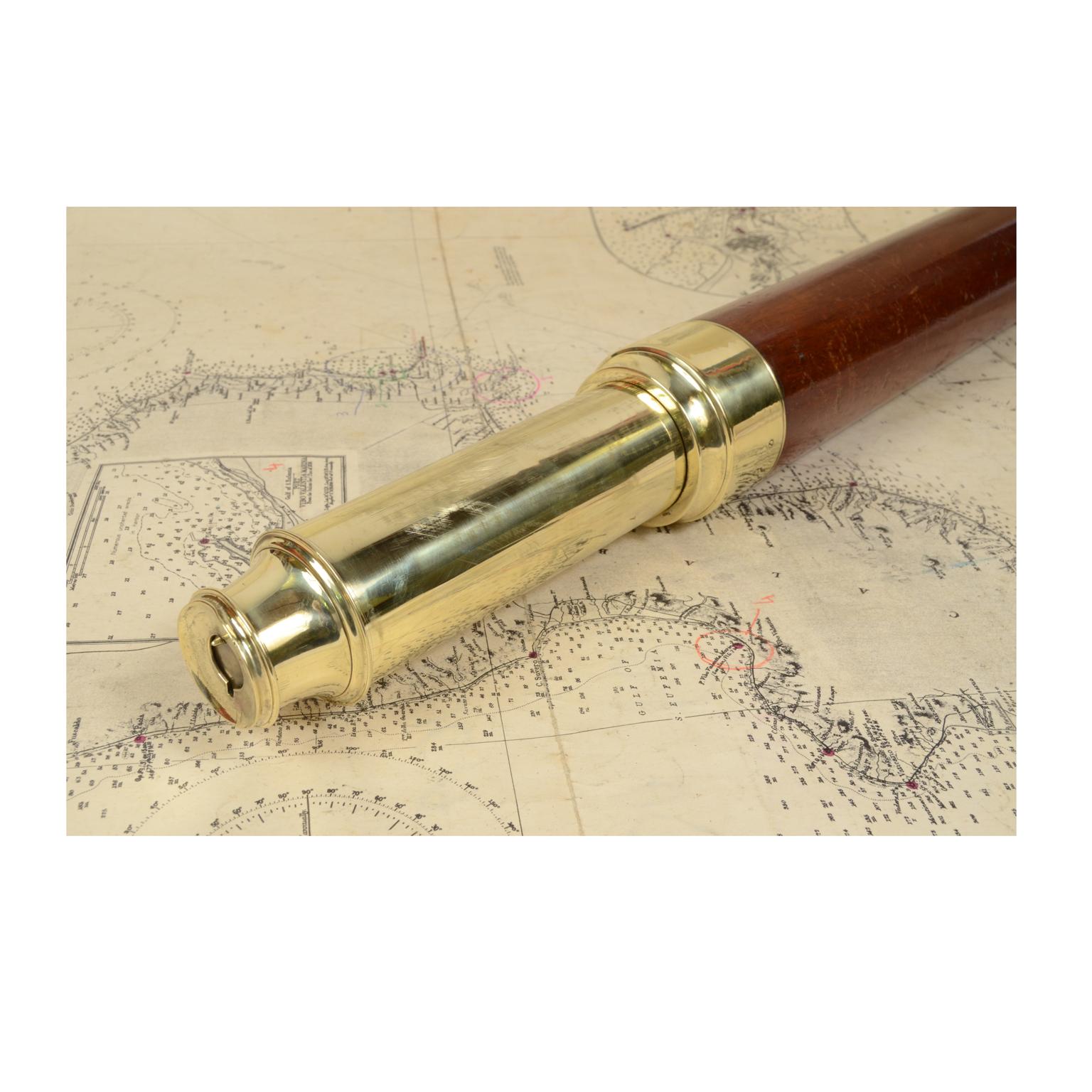 Antique Nautical Telescope, Brass and Mahogany, First Half of the 19th Century 10