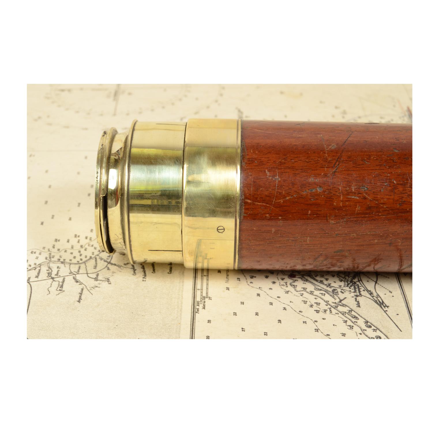 Antique Nautical Telescope, Brass and Mahogany, First Half of the 19th Century 2