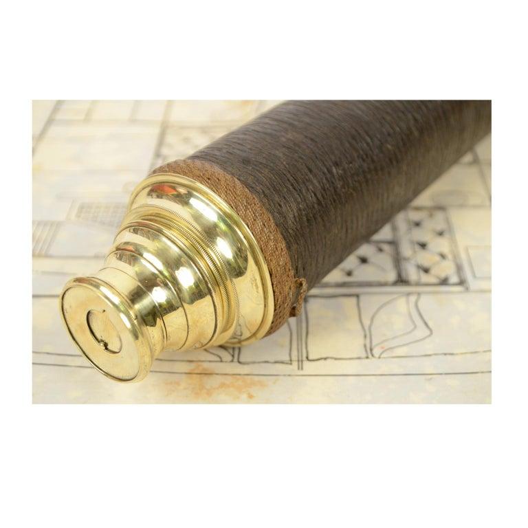 Antique Nautical Telescope, Brass and Rope, Mid-19th Century In Good Condition In Milan, IT