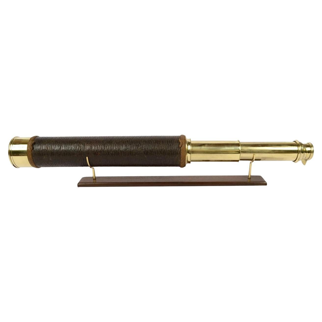 Antique Nautical Telescope, Brass and Rope, Mid-19th Century