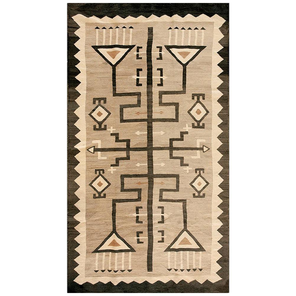 1920s American Navajo Two Gray Hills ( 3' x 5'8" - 92 x 172 cm ) For Sale