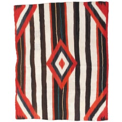 Antique Navajo Blanket "3rd Phas" Design Oriental Rug, Fine German Town Wool Red