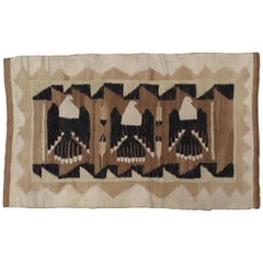 Used Navajo Blanket "Eagle" Design Oriental Rug Fine German Town Wool Neutral