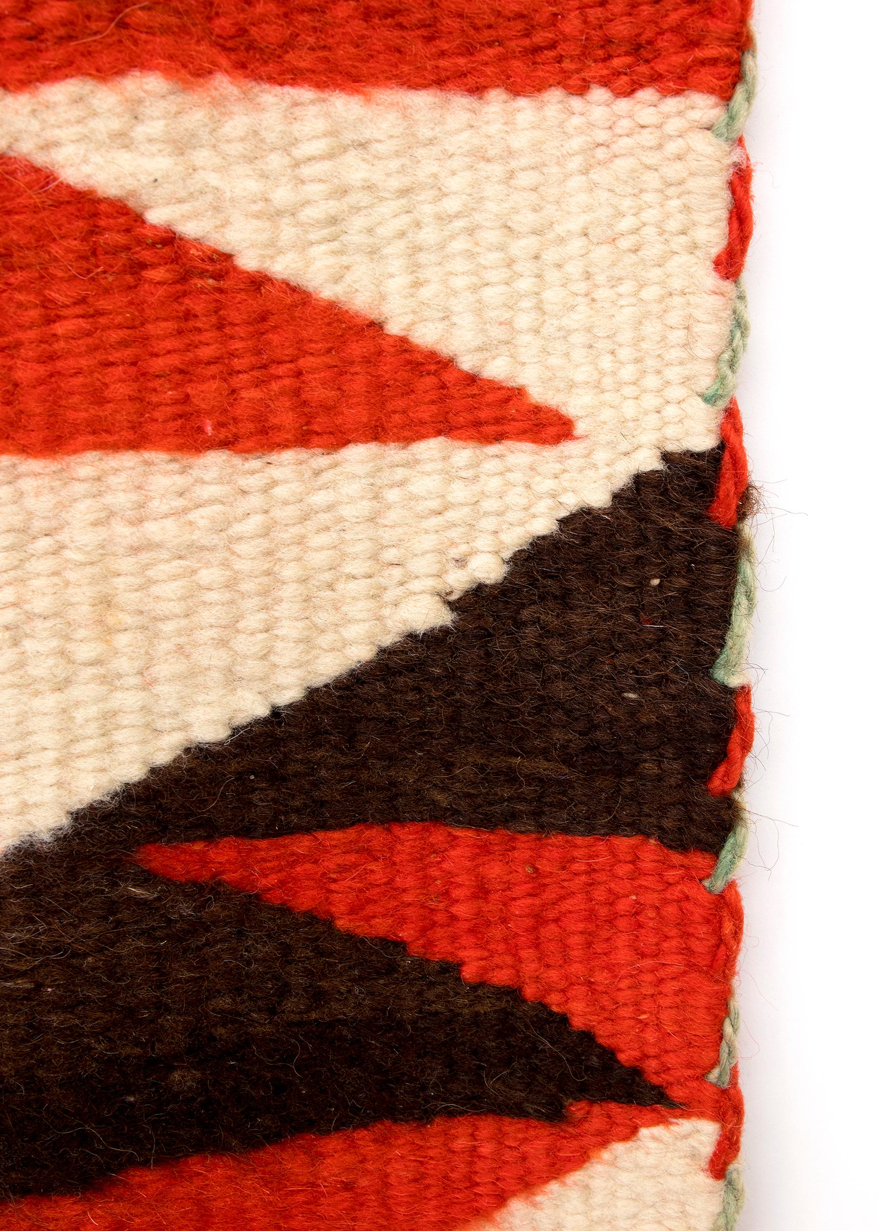 19th Century Antique Navajo Blanket, Transitional, Late Classic Period, circa 1870, Red White