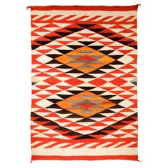 Antique Navajo Blanket, Transitional, Late Classic Period, circa 1870, Red White