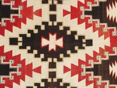 Antique Navajo Carpet, Folk Rug, Handmade Wool, Beige, Gray, Soft Coral