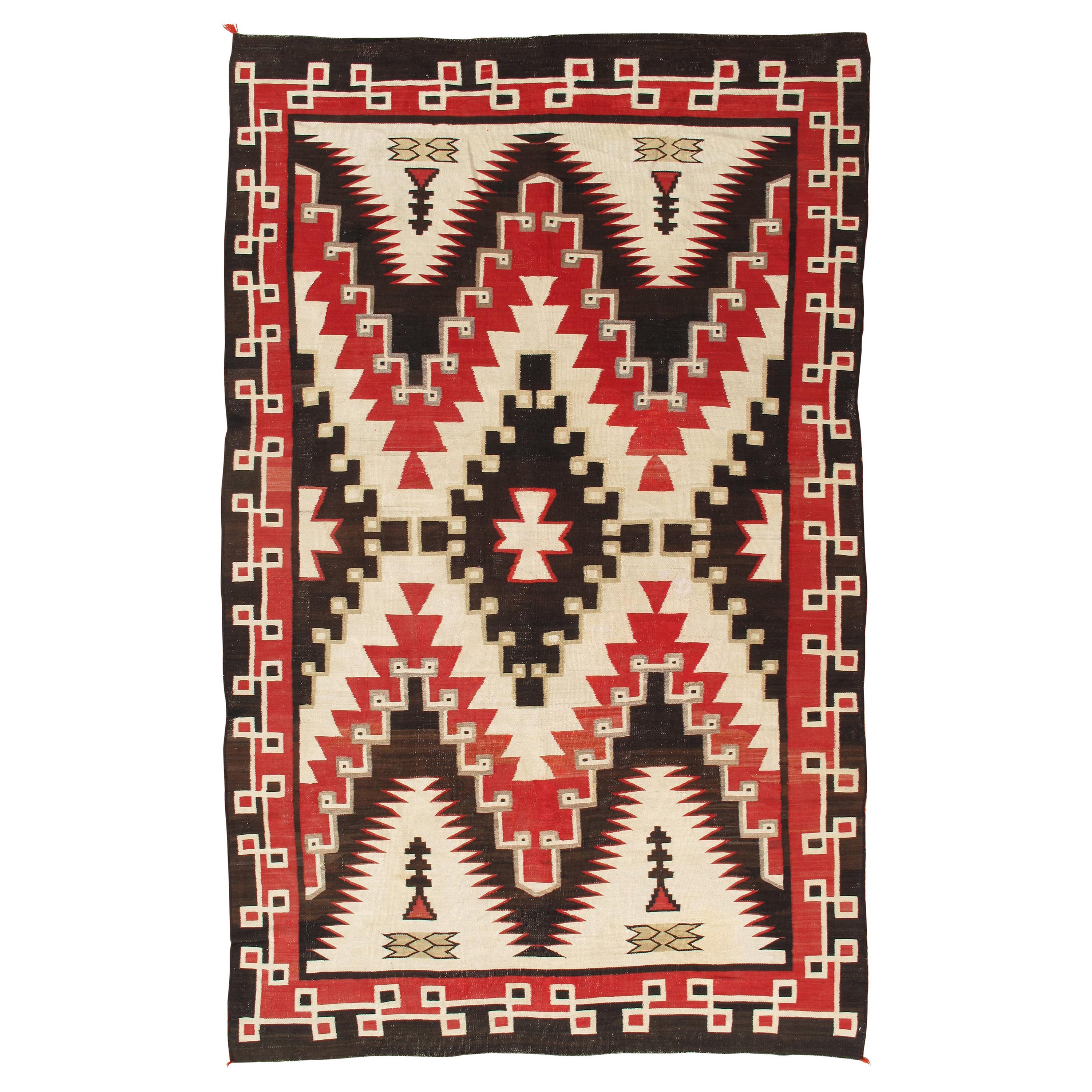 Antiker Navajo-Teppich, Volksteppich, handgefertigt, Wolle, Beige, Grau, weiche Koralle