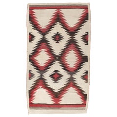 Antiker Navajo-Teppich, Volksteppich, handgefertigt, rot, schwarz, elfenbeinfarben, braun