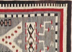 Antique Navajo Carpet, Folk Rug, Handmade Wool Rug, Beige, Gray, Brown
