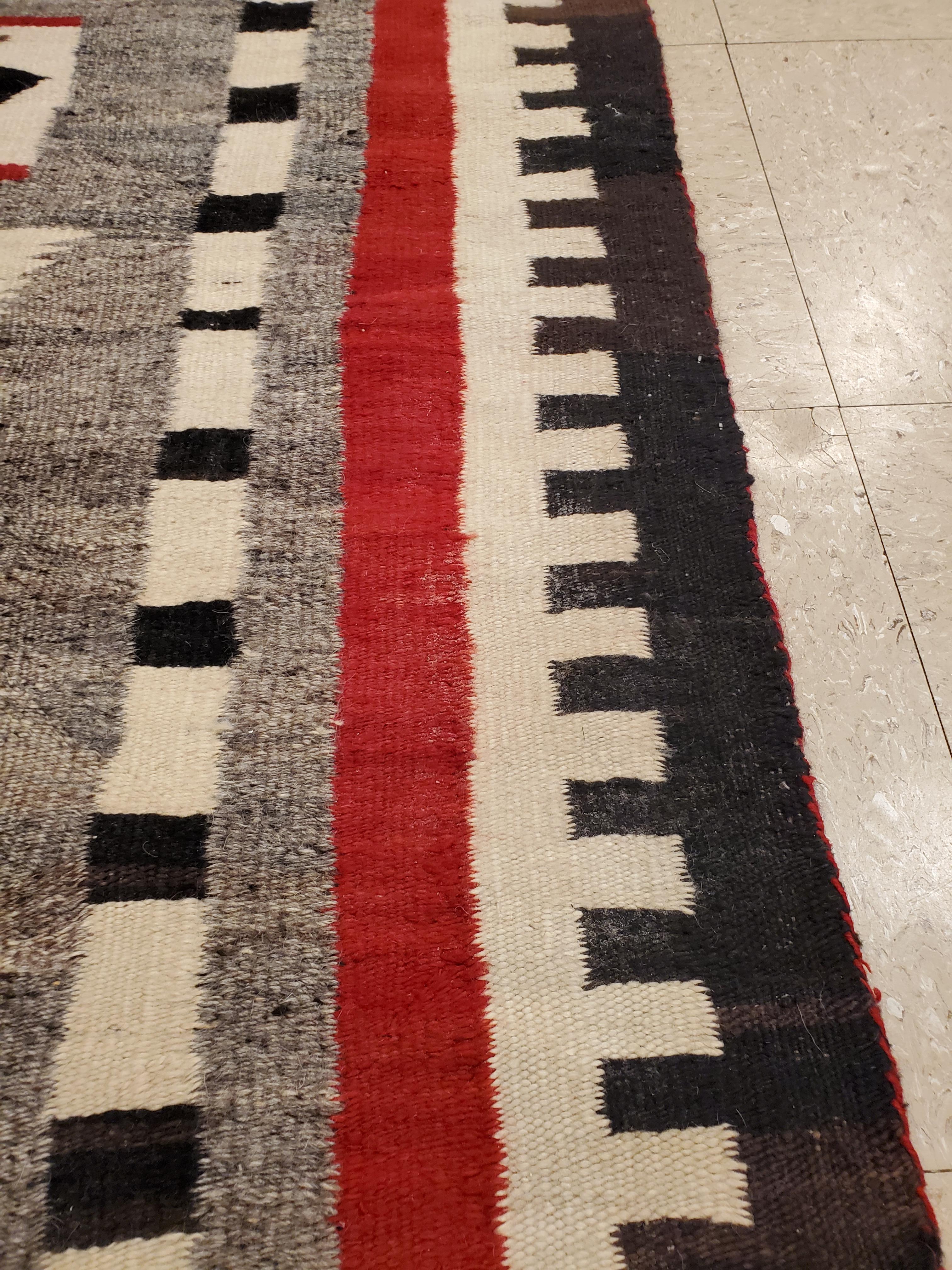 20th Century Antique Navajo Carpet, Folk Rug, Handmade Wool Rug, Beige, Gray, Brown For Sale