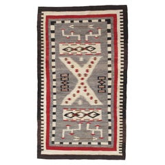Tappeto Navajo antico, tappeto folk, tappeto di lana fatto a mano, beige, grigio, marrone