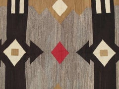 Antique Navajo Carpet, Handmade Rug, Brown, Blue, Beige, Taupe Soft Red Color