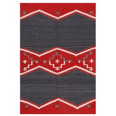 Vintage Mid 20th Century Navajo Chimayo Carpet (  4'' x 6' - 122 x 183 )' 