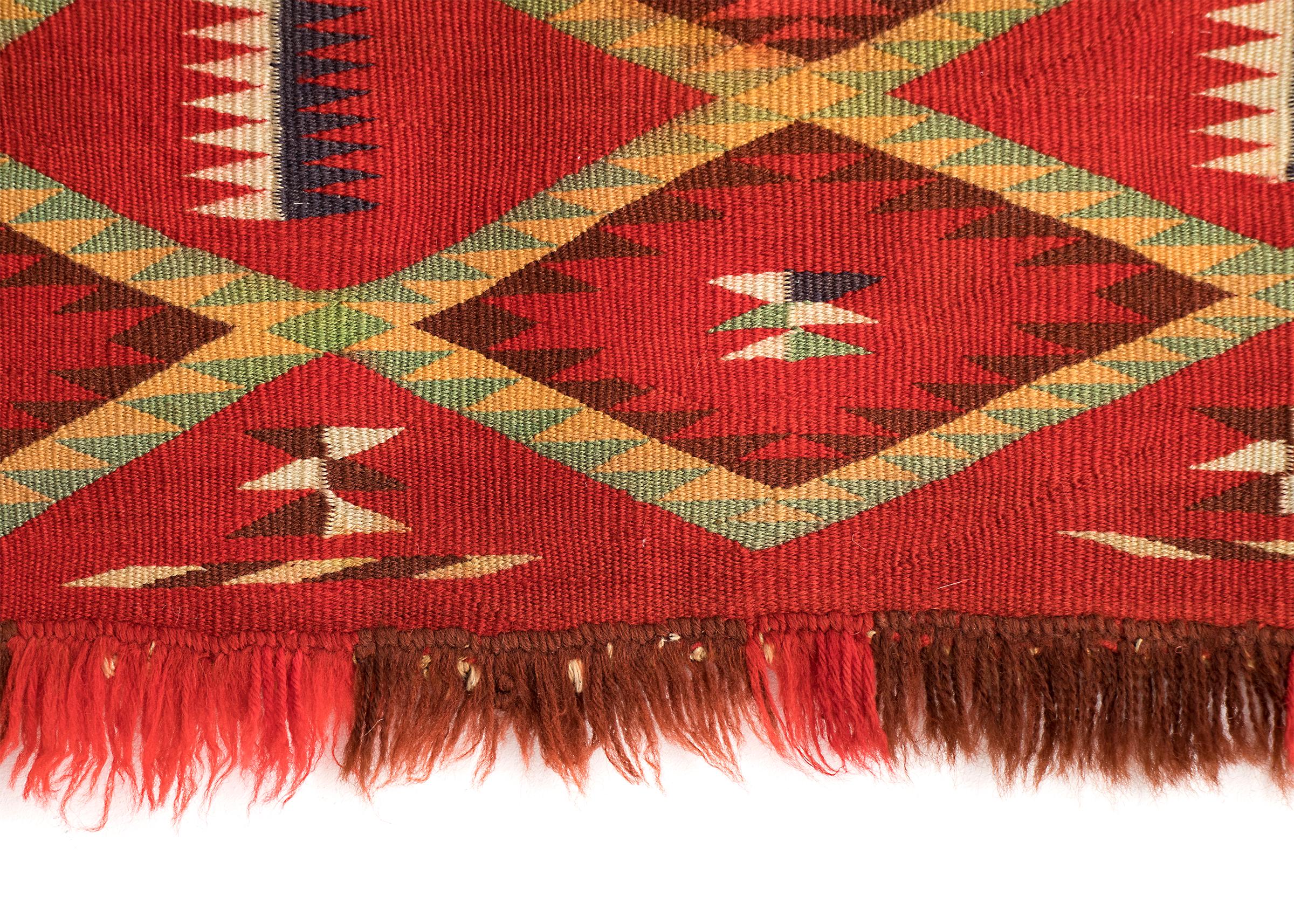 American Antique Navajo Germantown Saddle Blanket, circa 1890, Eyedazzler Pattern