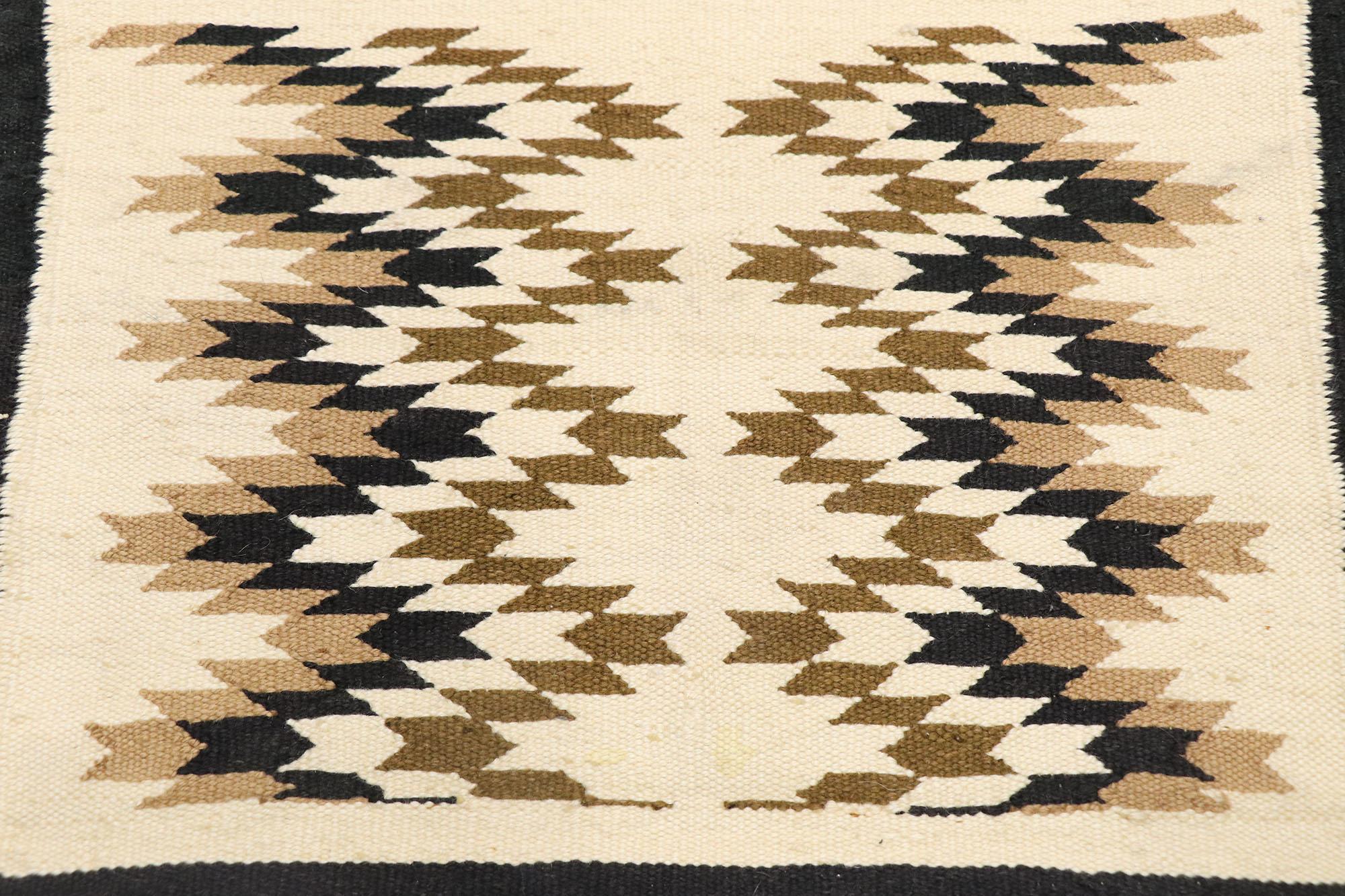 Hand-Woven Antique Navajo Kilim Rug with Two Grey Hills Style For Sale