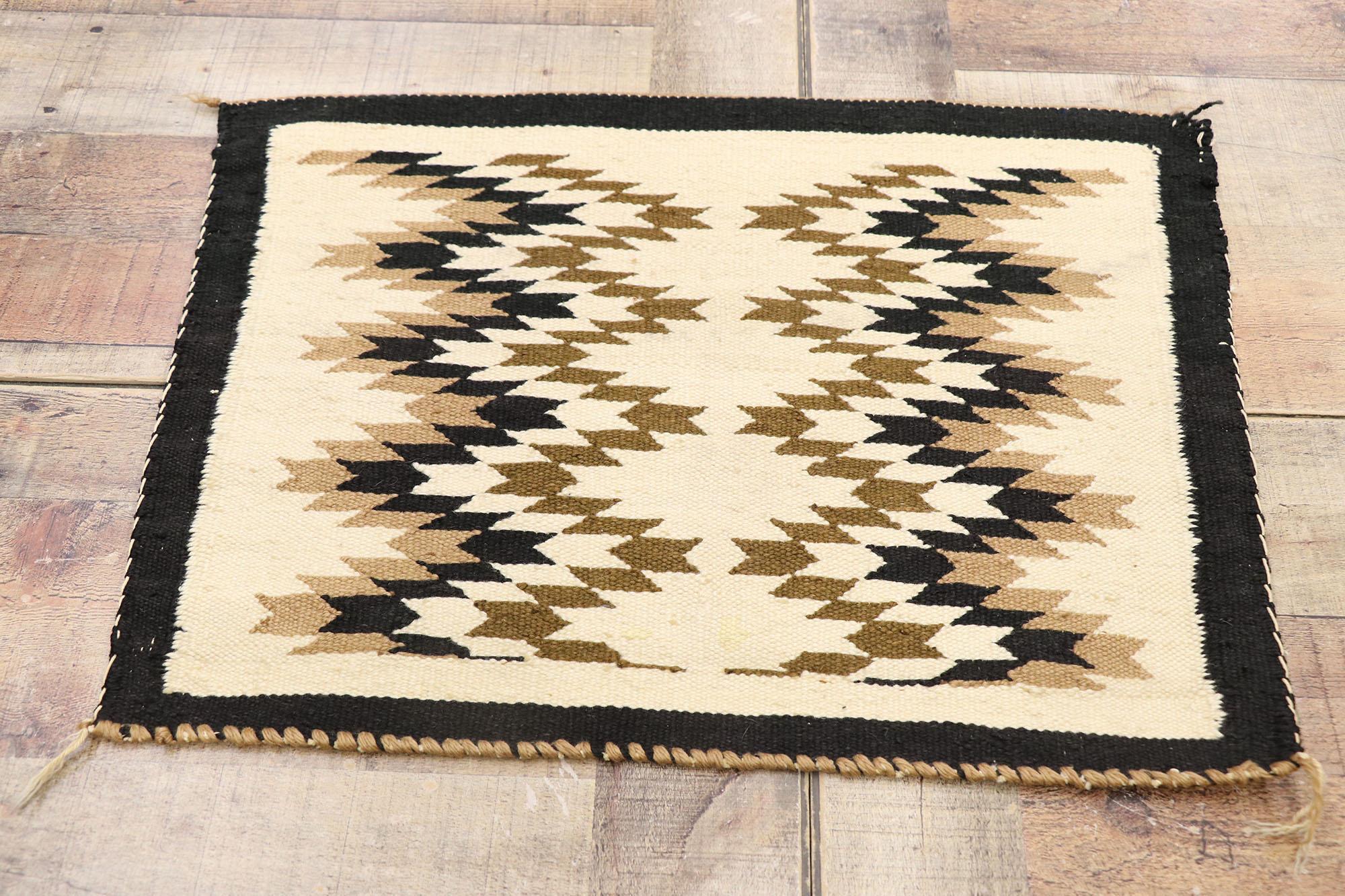 Wool Antique Navajo Kilim Rug with Two Grey Hills Style For Sale