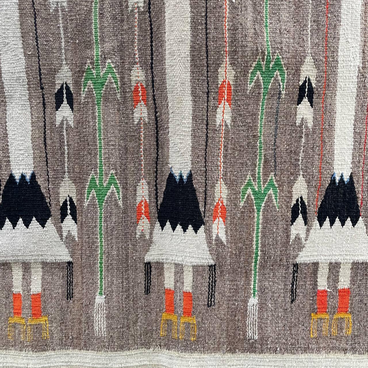 Antique Navajo Kilim Yei Tapestry Rug Wall Art 3