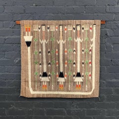 Antique Navajo Kilim Yei Tapestry Rug Wall Art