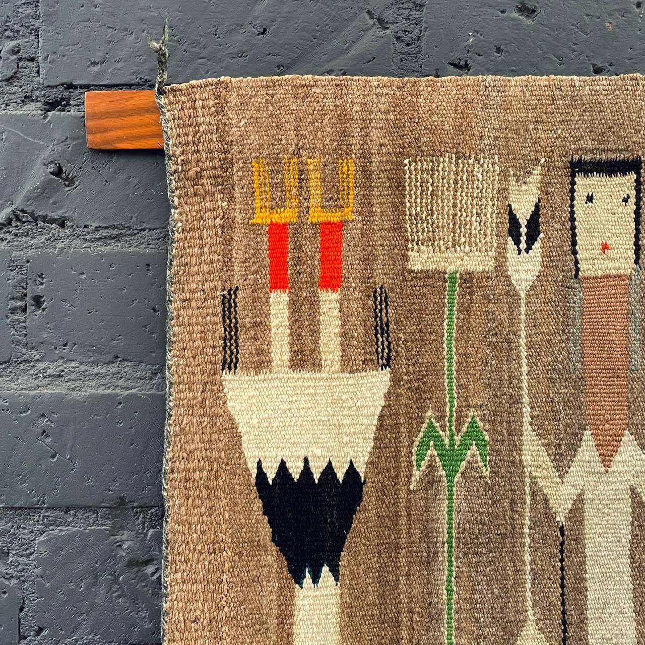 American Antique Navajo Kilim Yei Tapestry Rug Wall Art