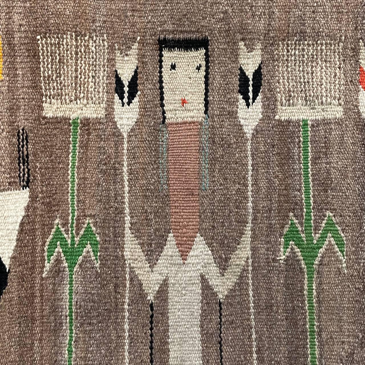 Antique Navajo Kilim Yei Tapestry Rug Wall Art 1