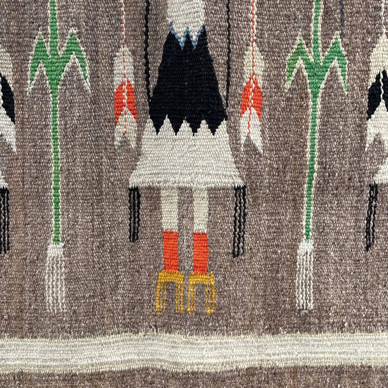 Antique Navajo Kilim Yei Tapestry Rug Wall Art 2