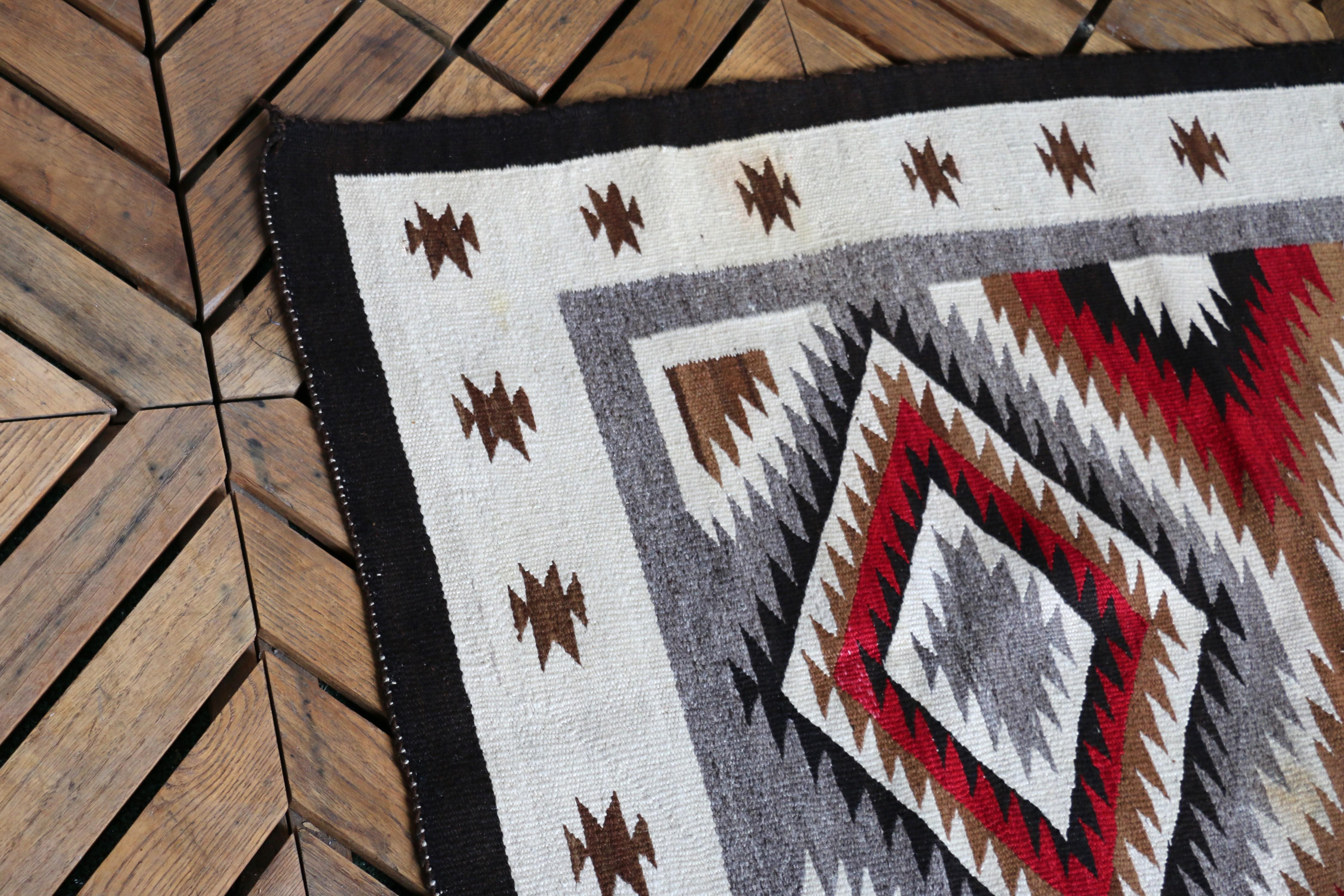 Tapis ancien Navajo Native American, début du 20ème siècle 50