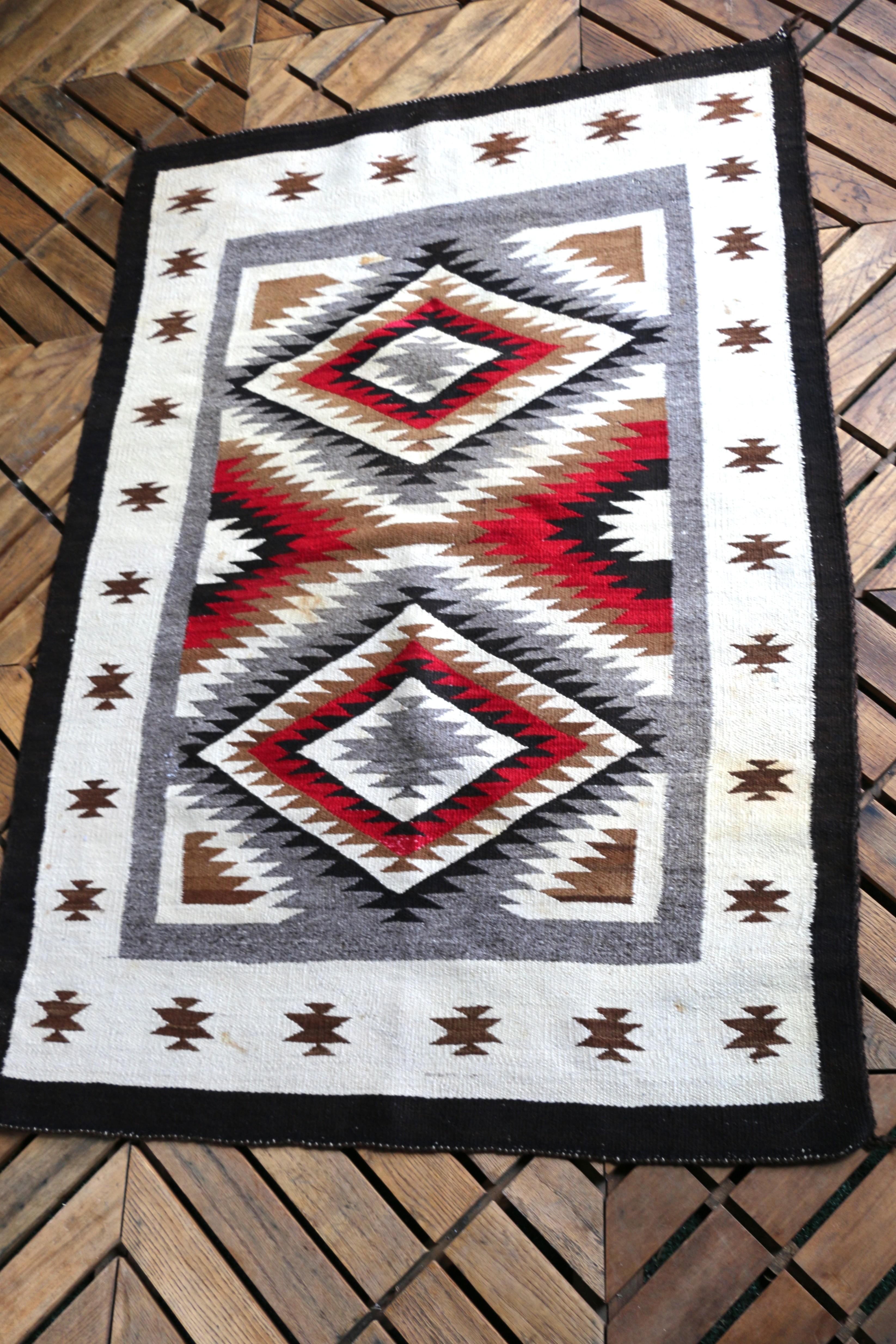 Tapis ancien Navajo Native American, début du 20ème siècle 50