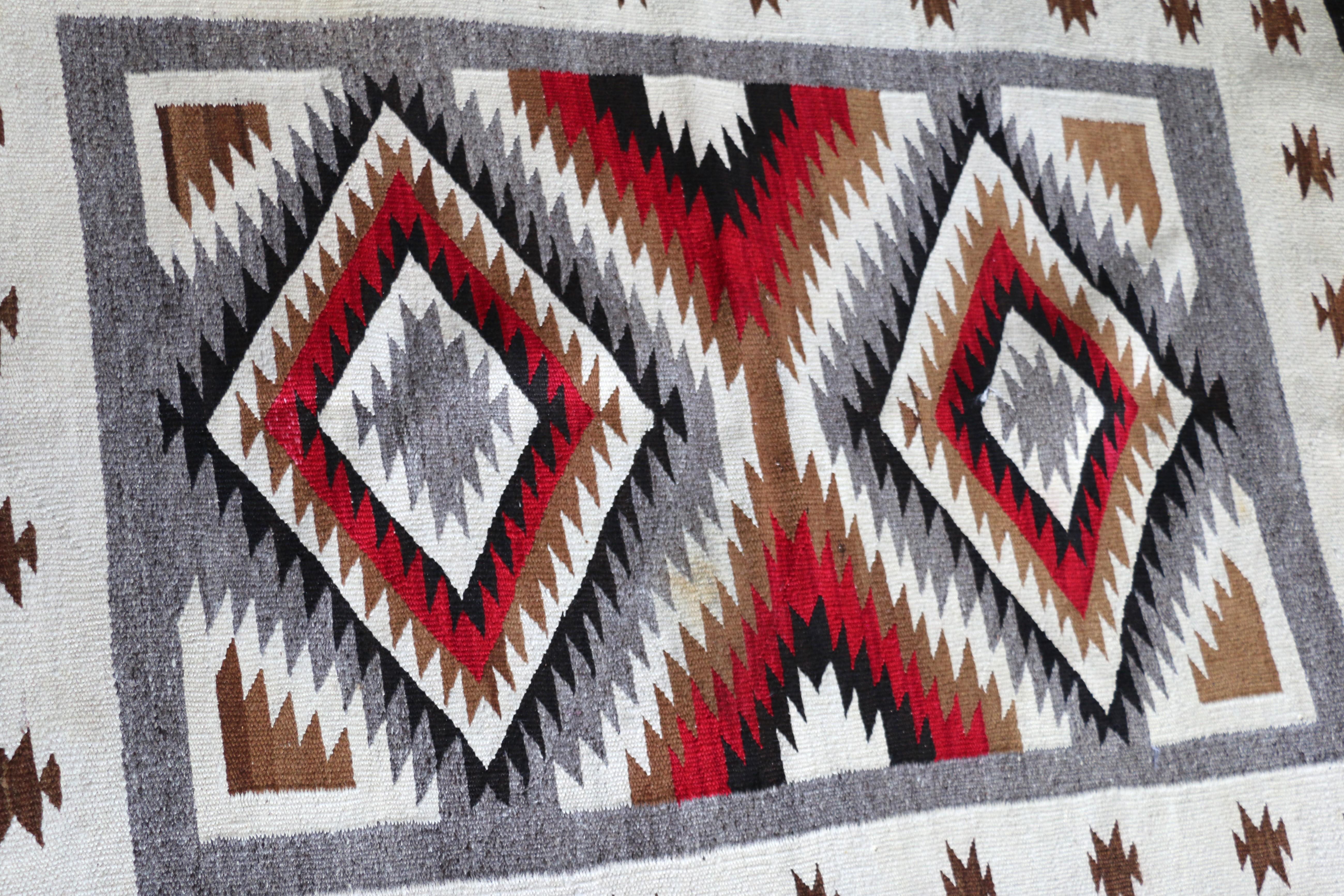 Laine Tapis ancien Navajo Native American, début du 20ème siècle 50