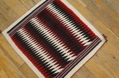 1930s Multi Geometric Antique American Navajo Rug 1'3"X1'4" Weave Wool Carpet