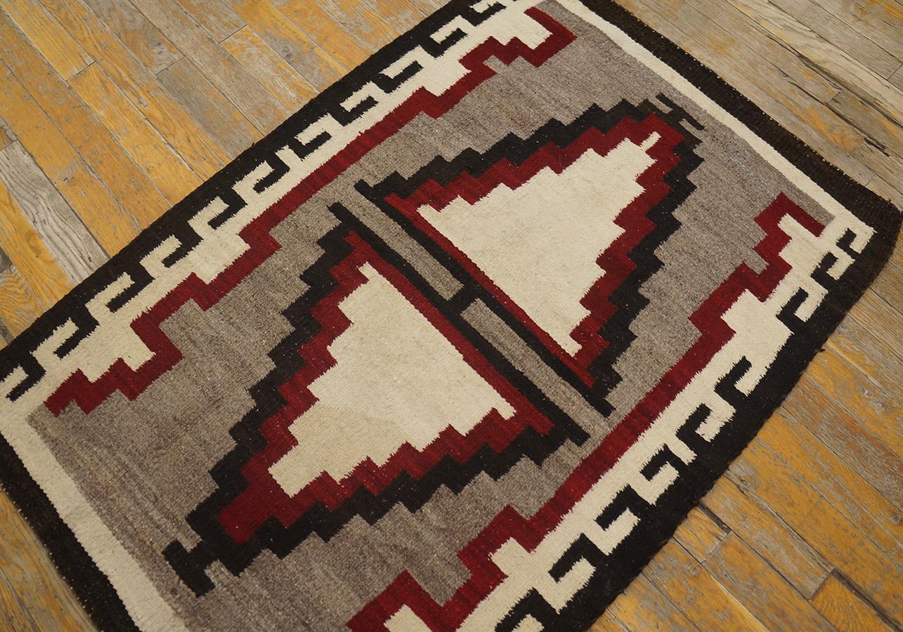 Hand-Woven 1930s American Navajo Carpet ( 2'6