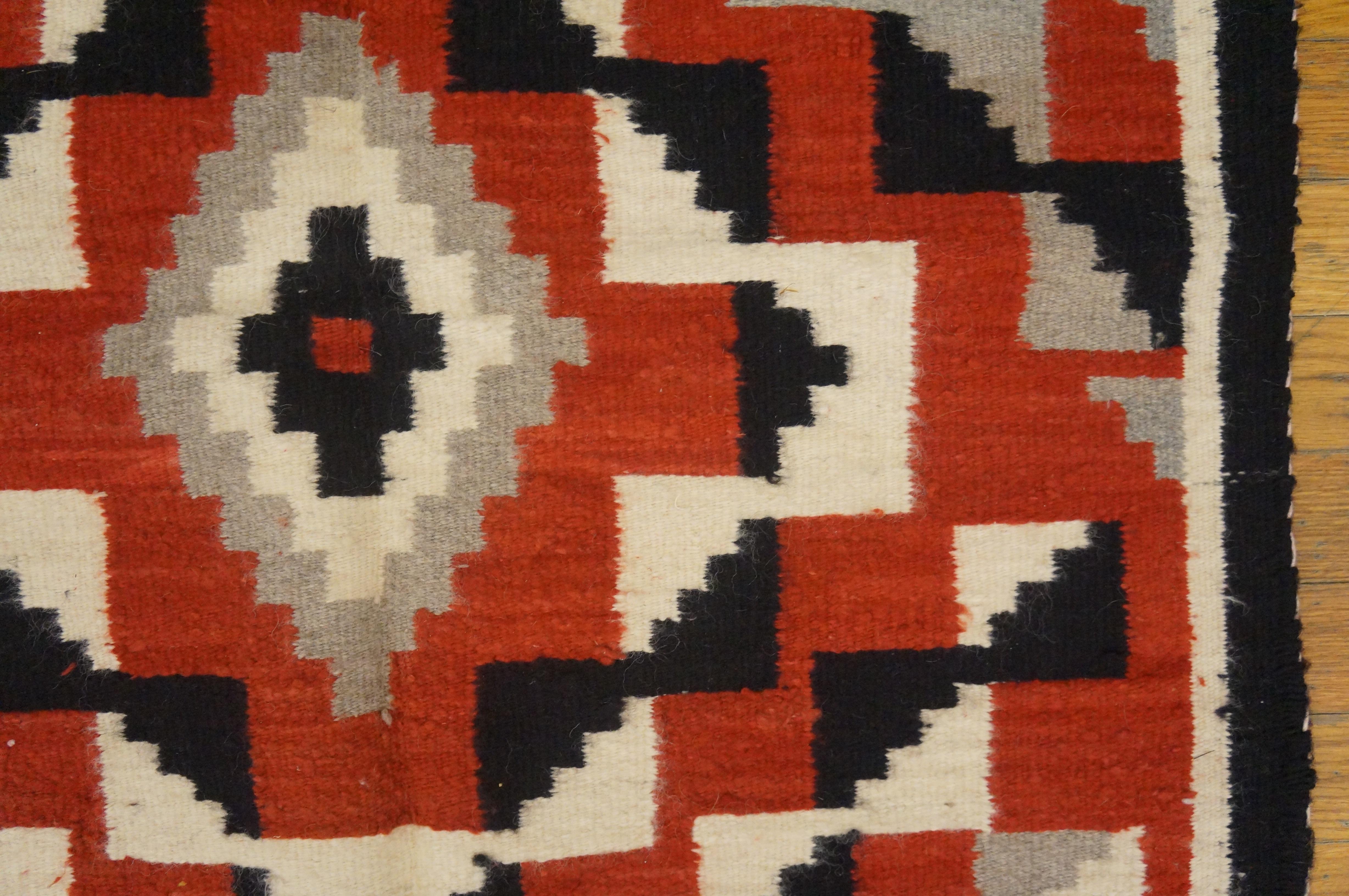 Hand-Knotted Mid Century Navajo Rug