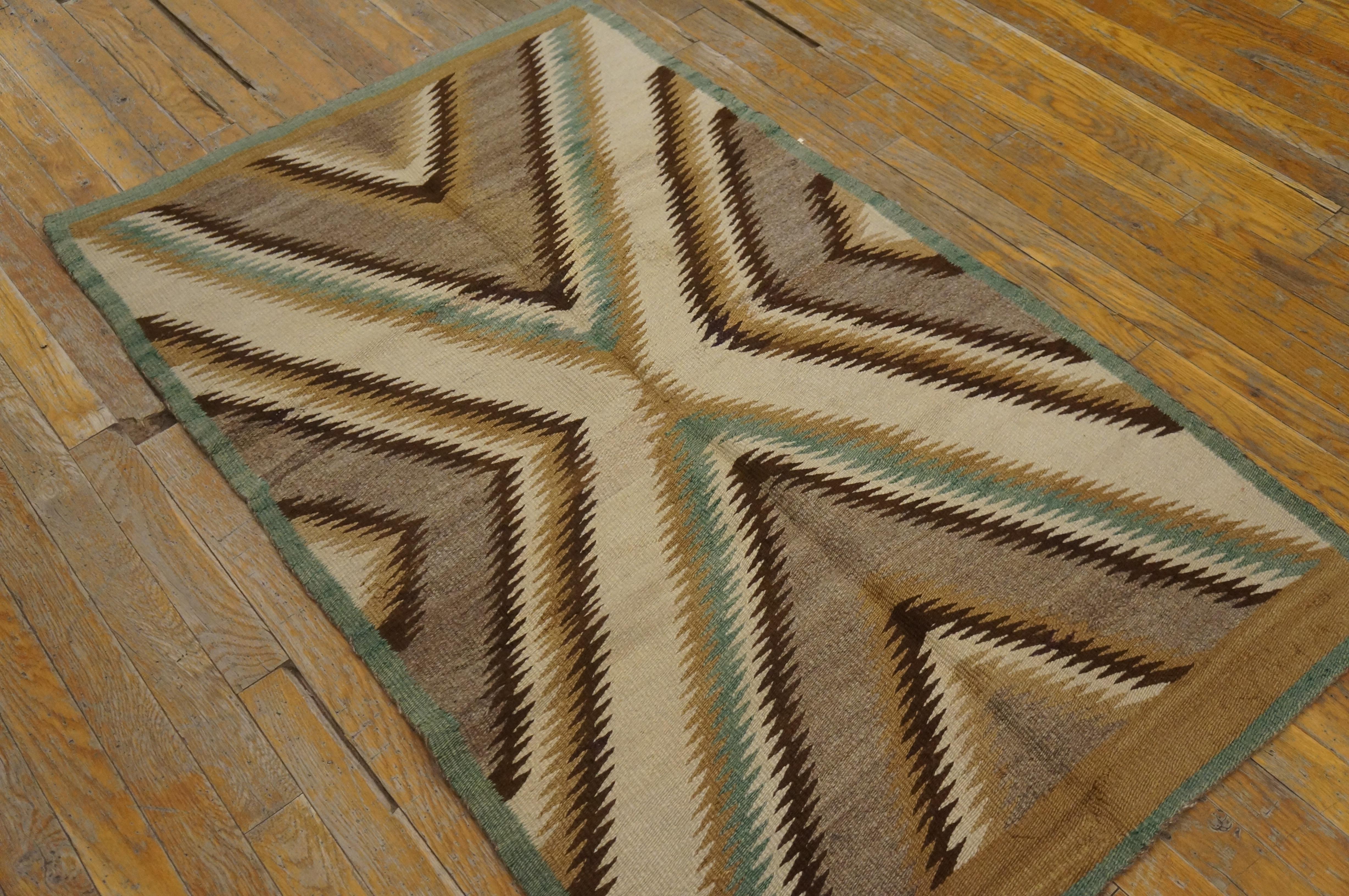 Early 20th Century 1920s American Navajo Carpet ( 2'9