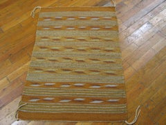 1940s Camel Stripe Antique American Navajo ChinleWideRuins Rug 2'x3' Wool Carpet