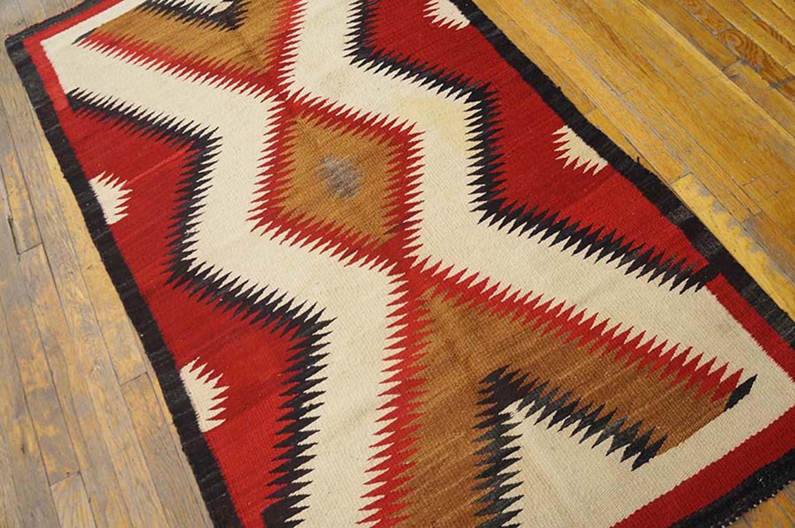 Hand-Woven 1920s American Navajo Carpet ( 3'4