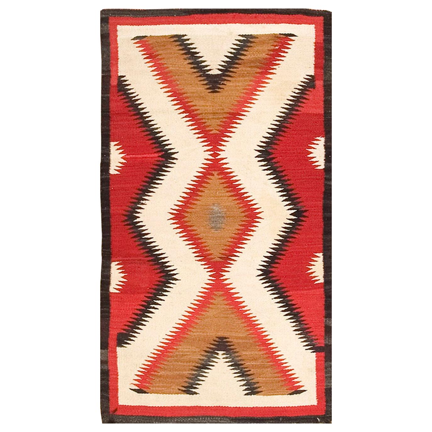 1920s American Navajo Carpet ( 3'4" x 6' - 102 x 183 cm ) For Sale